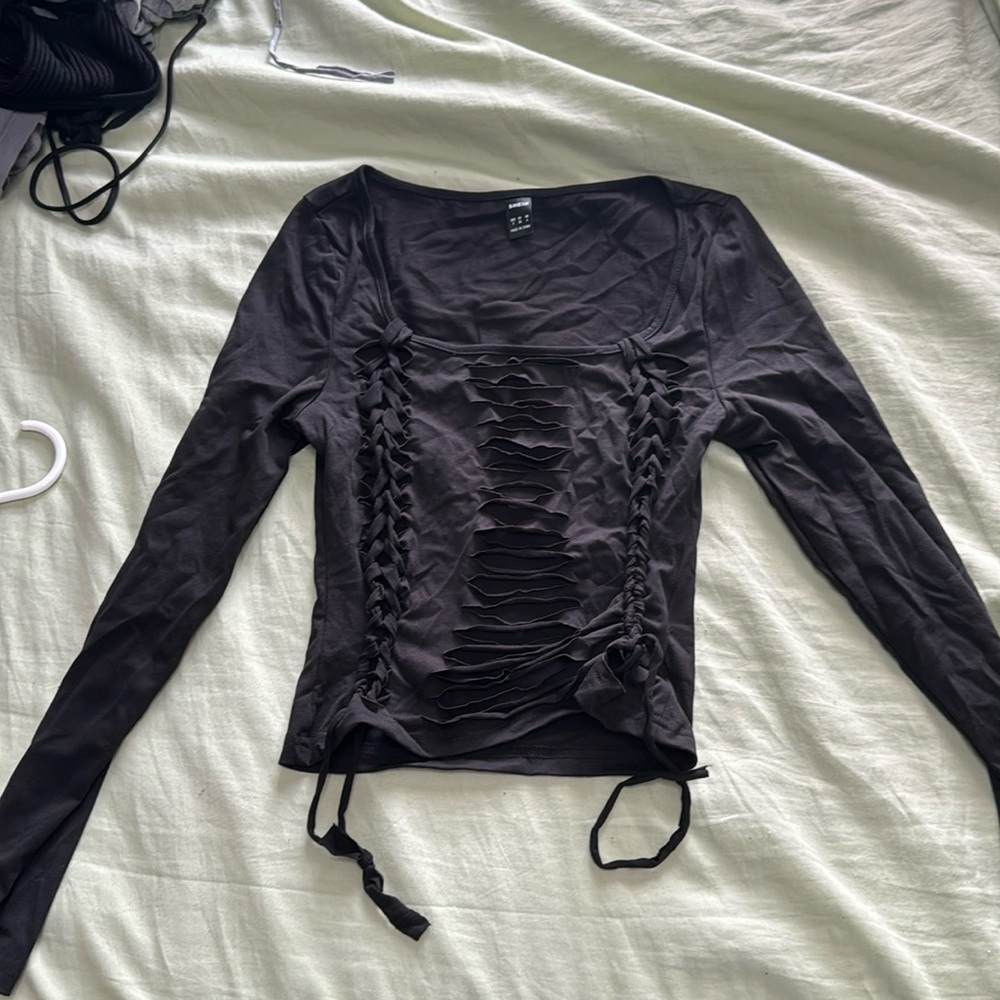 Ripped // holes SHEIN top // black // never worn